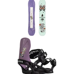 Arbor Cavet Snowboard + Sapling Snowboard Bindings - Kids' 2025-Kids Kids Snowboard Packages|Snowboard Packages