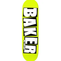 Baker Reynolds Brand Name Neon Yellow 8.38 Skateboard Deck- Decks