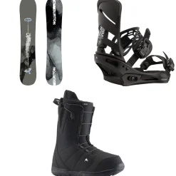 Burton Instigator Flat Top Snowboard + Mission Snowboard Bindings + Moto Snowboard Boots 2025- Snowboards, Bindings & Boots|Snowboard Packages