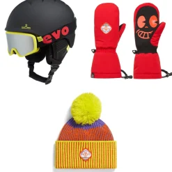 evo Sessel Helmet + Goggle Combo + Sessel Mittens + Sessel Polylana Pom Beanie - Kids'-Kids Helmets|Helmets