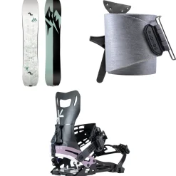 Jones Solution Splitboard + Nomad Universal Tail Clip Splitboard Skins + Karakoram Nomad-W + Split Interface Splitboard Bindings - Women's 2025- Splitboard Packages|Backcountry Snowboarding