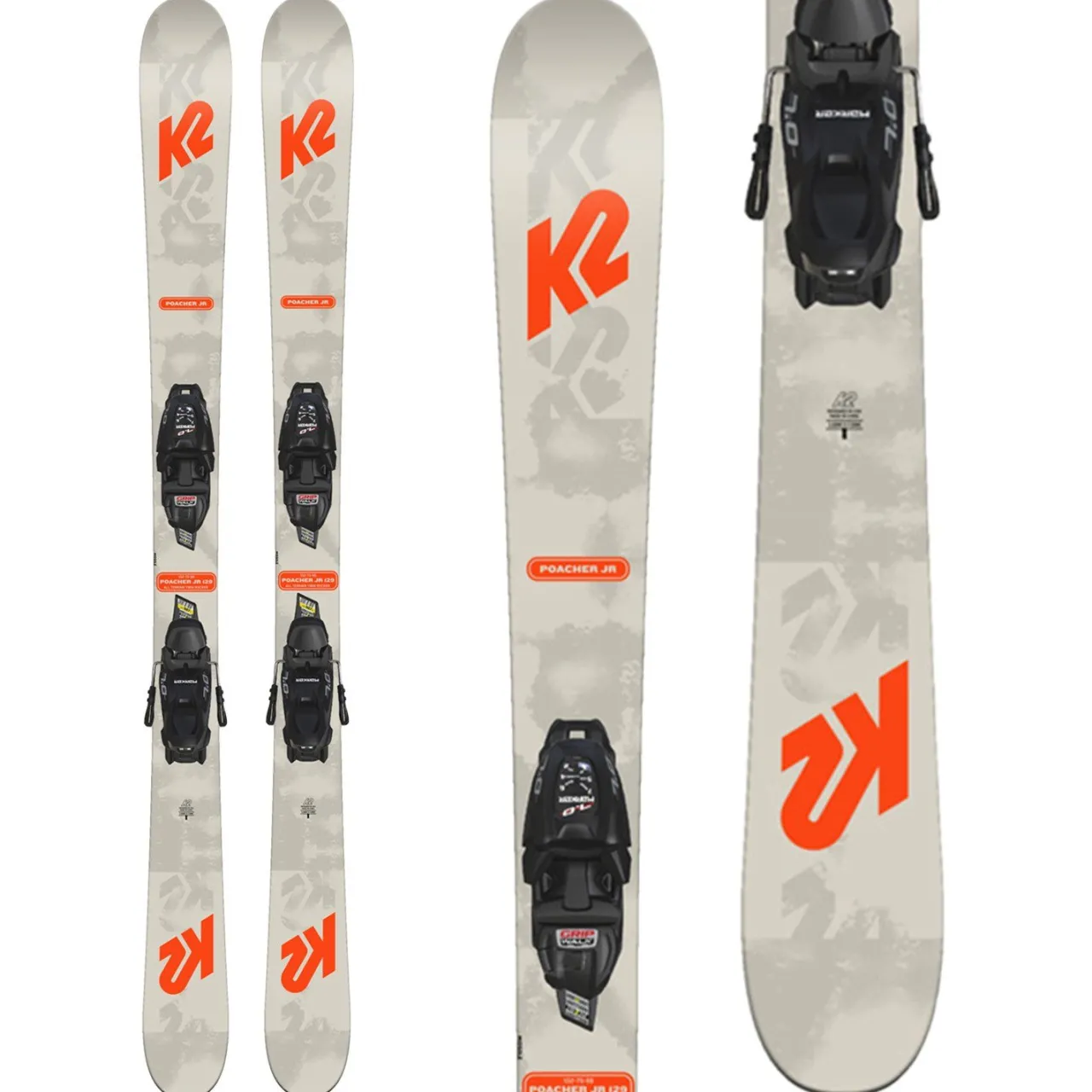 K2 Poacher Jr Skis + 7.0 FDT Bindings - Kids' 2024-Kids Skis|Kids Ski Packages