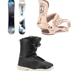 Nitro Lectra Leaf Cam-Out Snowboard + Cosmic Snowboard Bindings + Flora Boa Snowboard Boots - Women's 2025- Snowboards, Bindings & Boots|Snowboard Packages