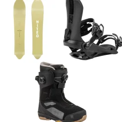 Nitro Pow Snowboard + One Snowboard Bindings + Skylab Boa Snowboard Boots 2025- Snowboards, Bindings & Boots|Snowboard Packages