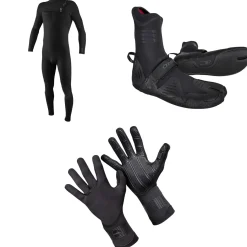 O'Neill 4/3+ Hyperfreak Chest Zip Wetsuit + 3/2 Psycho Tech Split Toe Wetsuit Boots + 1.5mm Psycho Tech Gloves- Wetsuit Kits
