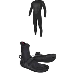 O'Neill 4.5/3.5 Mutant Legend Chest Zip Hooded Wetsuit + 3/2 Psycho Tech Split Toe Wetsuit Boots- Wetsuit Kits