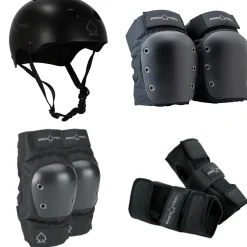 Pro-Tec Classic Skate Skateboard Helmet + Street Open Back Skateboard Knee Pads + Street Skateboard Elbow Pads + Street Skateboard Wrist Pads- Helmets|Helmets