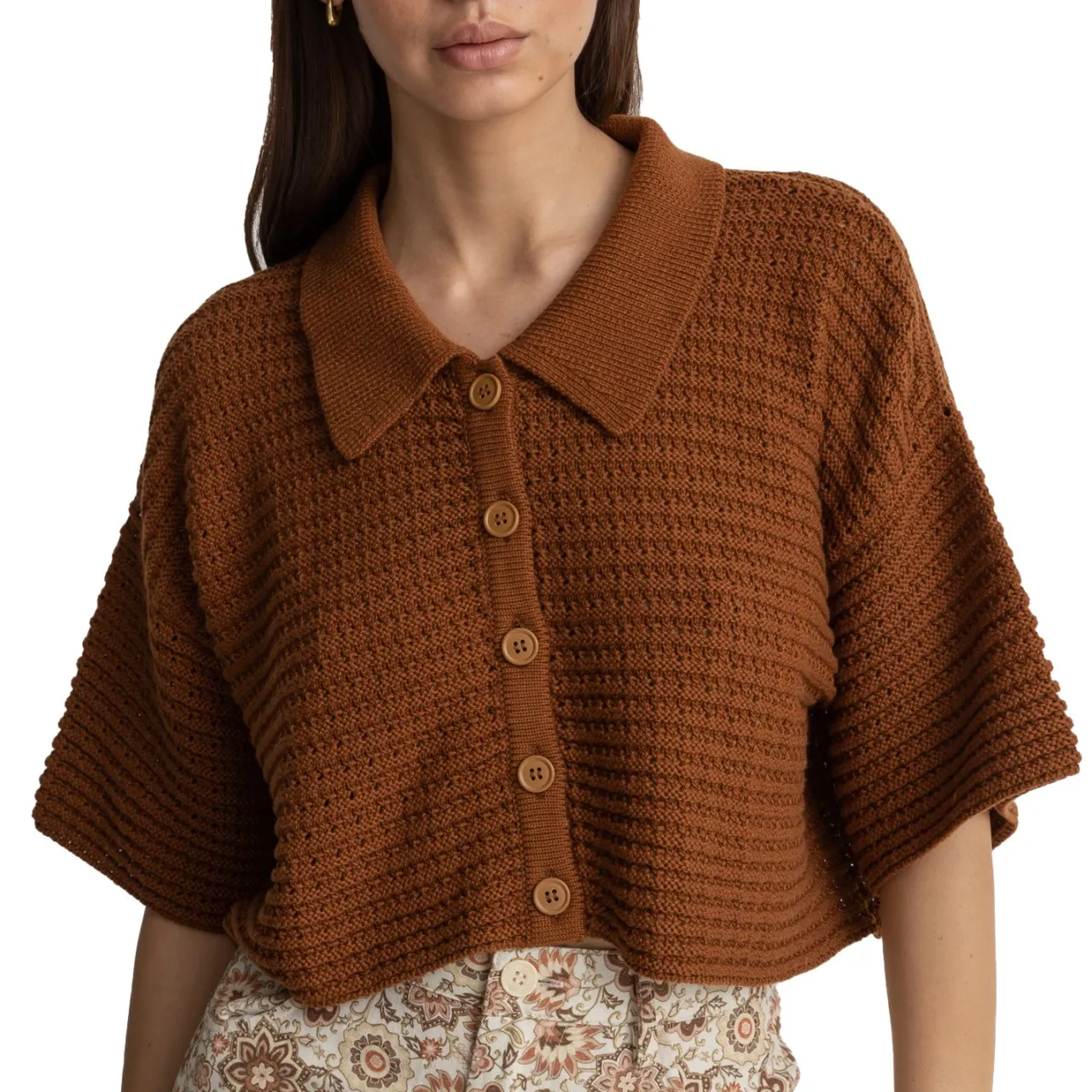 Rhythm Evermore Knit Short-Sleeve Shirt - Women's-Women Casual Clothing|Tops & Shirts