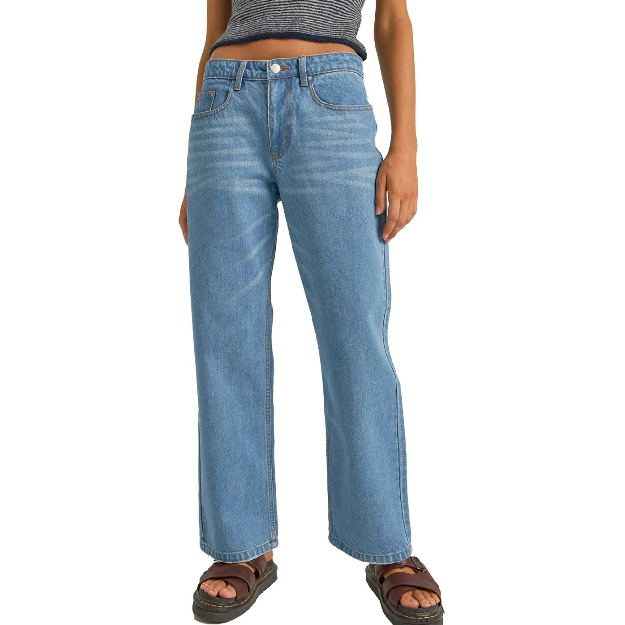Rhythm Washed Out Denim Pants - Women's-Women Casual Clothing|Jeans & Pants