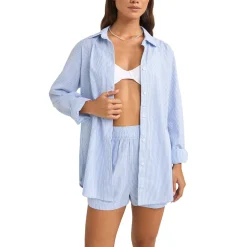 Rhythm Zephyr Stripe Shirt - Women's-Women Tops & Shirts|Casual Clothing