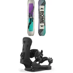 Rome Slapstick Snowboard + Union Cadet Pro Snowboard Bindings - Kids' 2025-Kids Kids Snowboard Packages|Snowboard Packages