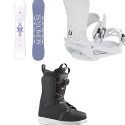 Salomon Lotus Snowboard + Vendetta X Snowboard Bindings + Pearl Boa Snowboard Boots - Women's 2025- Snowboards, Bindings & Boots|Snowboard Packages
