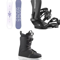 Salomon Lotus Snowboard + Rhythm Snowboard Bindings + Pearl Boa Snowboard Boots - Women's 2025- Snowboards, Bindings & Boots|Snowboard Packages