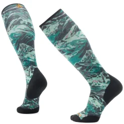Smartwool Targeted Cushion Green Slopes Print OTC Socks- Socks|Ski Socks