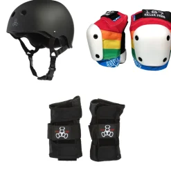 Triple 8 Sweatsaver Liner Skateboard Helmet + 187 Slim Knee Pads + Wristsaver Slide On Wrist Guards- Helmets|Helmets