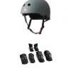Triple 8 The Certified Sweatsaver Skateboard Helmet + Saver Series High Impact Adult Skateboard Pad Set- Helmets|Helmets