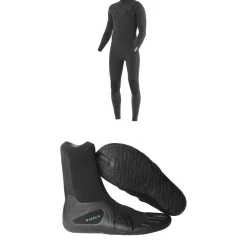 Vissla 7 Seas 4/3 Chest Zip Wetsuit + 7 Seas 3mm  Split Toe Wetsuit Boots- Wetsuit Kits