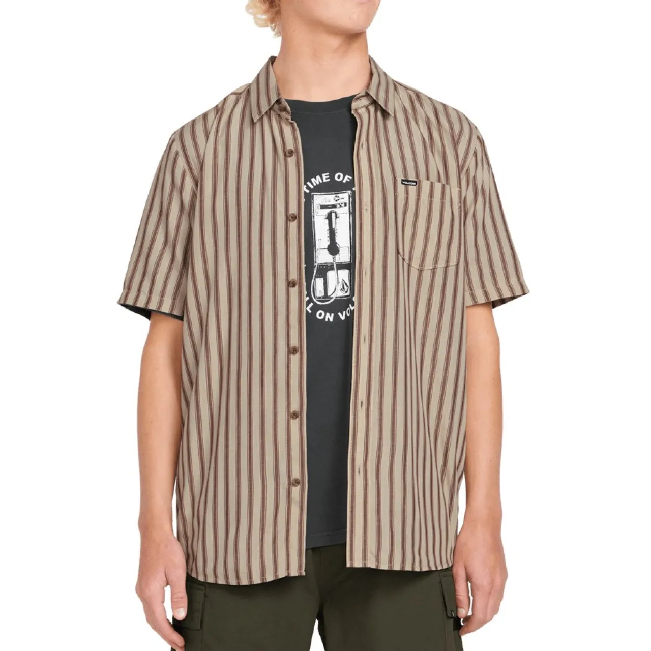 Volcom Arvostripe Woven Short-Sleeve Shirt - Men's- Casual Clothing|Shirts