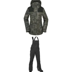 Volcom Ell Insulated GORE-TEX Jacket + VS 3L Stretch GORE-TEX Bibs- Women's 2024-Women Snow Clothing|Jacket & Pant Sets