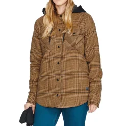 Volcom Hooded Flannel Jacket - Women's-Women Snow Clothing|Mid Layers